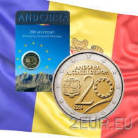 Andorra 2 euro BU Coincard 2014 - 20 años en el Consejo de Europa