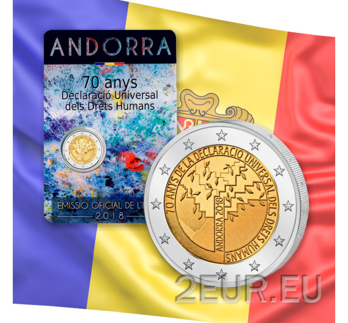 Andorra 2 euro BU coincard 2018 - 70th Anniversary of the Universal Declaration of Human Rights for 23.50 € ✅