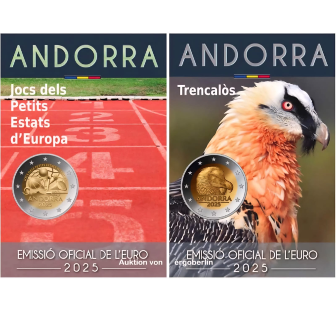 Andorra 2 euro BU coincard 2025 - Juegos de los Pequeños Estados de Europa + Quebrantahuesos por 42.00 € ✅