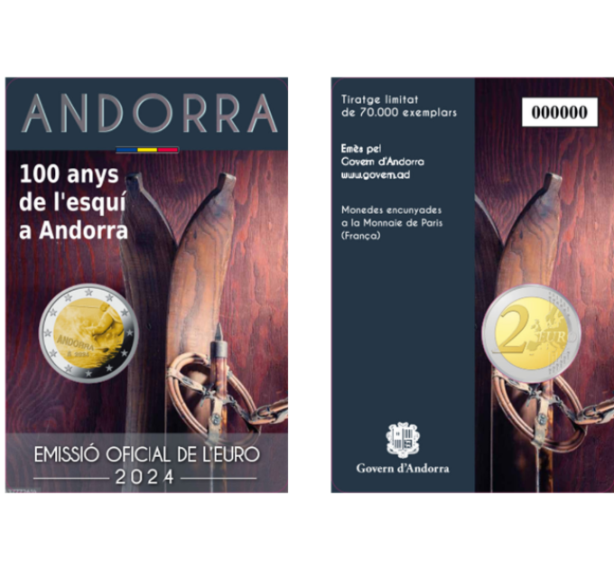 Andorra 2 euro BU coincard 2024 - 100 Years of Skiing in Andorra for 22.00 € ✅