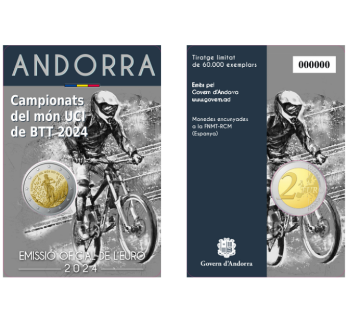 Andorra 2 euro BU coincard 2024 - Campeonato del Mundo de Mountain Bike UCI en Andorra por 22.00 € ✅