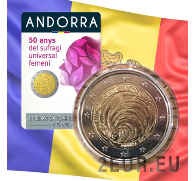 Andorra 2 euro BU coincard 2020 - 50 Years Since Andorra's Introduction of Women's Suffrage for 39.00 € ✅