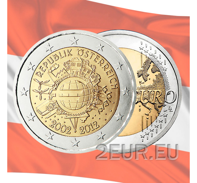 Austria 2 euros UNC 2012 - 10 Años de Euro Cash por 5.30 € ✅