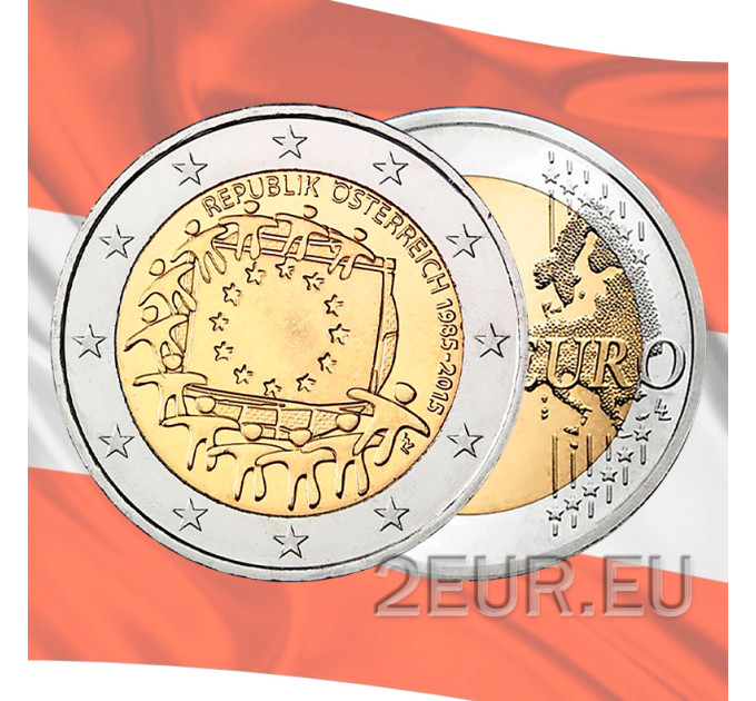 Austria 2 euros UNC 2015 - 30 Aniversario de la Bandera UE por 4.50 € ✅