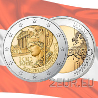 Austria 2 euros UNC 2018 - 100 aniversario de la fundación de la República de Austria
