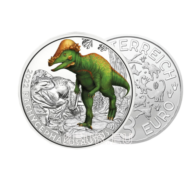 Austria 3 euros moneda 2022-2 - Paquicefalosaurio por 19.00 € ✅