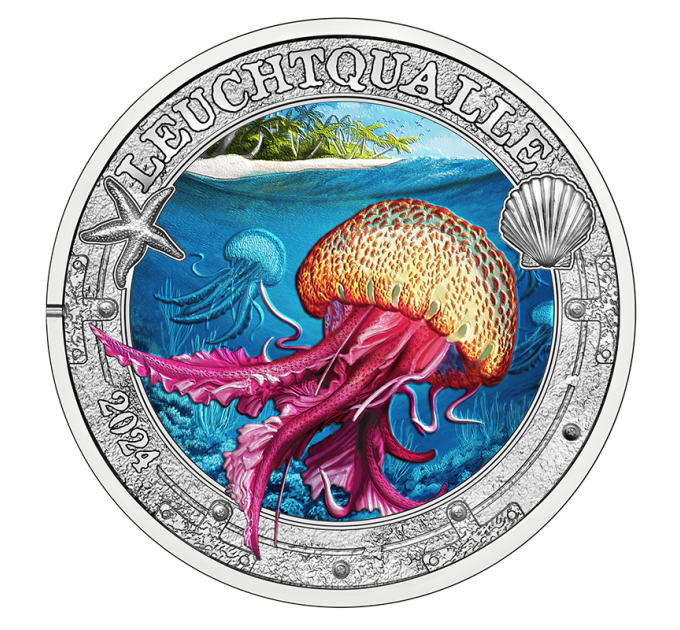 Austria 3 euro coin 2024 - Luminous Marine Life - Luminous jellyfish for 16.00 € ✅