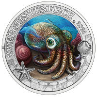 Austria 3 euro coin 2024 - Luminous Marine Life - Hawaiian Bobtail Squid Austria 3 euro coin 2024 - Luminous Marine Life - Hawaiian Bobtail Squid