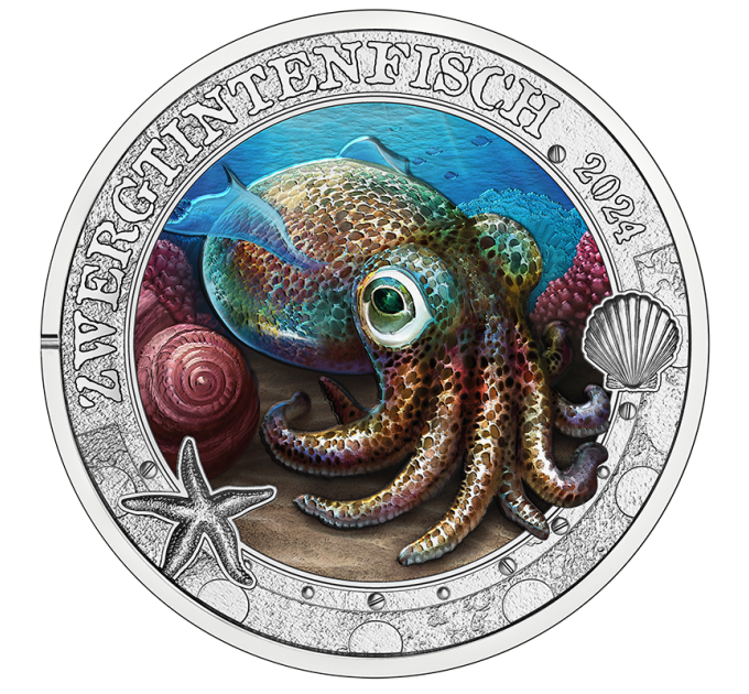 Austria 3 euro coin 2024 - Luminous Marine Life - Hawaiian Bobtail Squid for 16.00 € ✅