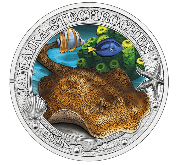Austria 3 euro coin 2024 - Luminous Marine Life - Yellow Stingray for 16.00 € ✅
