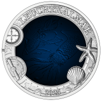 Austria 3 euros moneda 2025 - Vida marina luminosa - Calamar resplandeciente