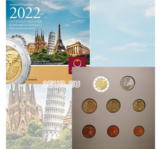 Austria Euro coin set BU 2022 - 35 years of the Erasmus program for 36.50 € ✅