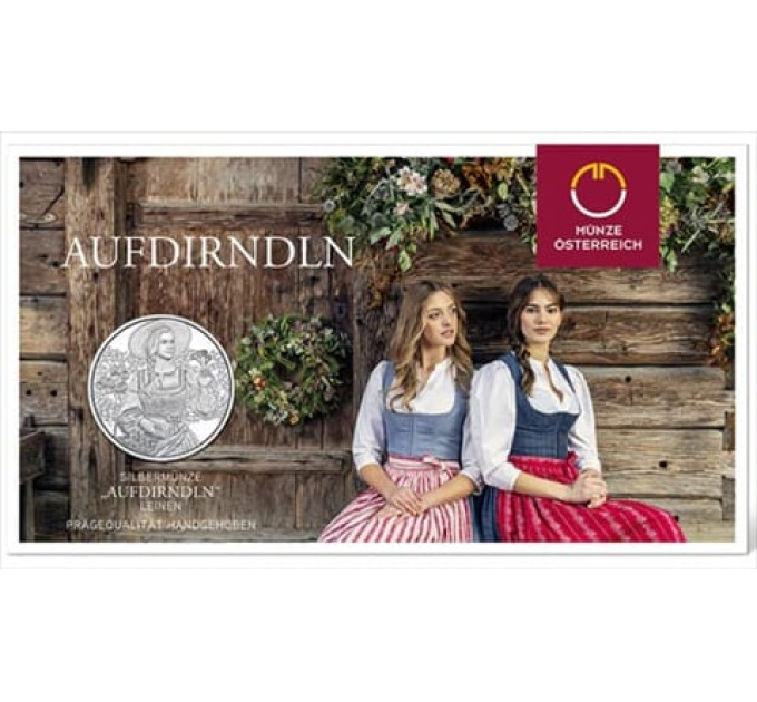Austria 10 euros Moneda de plata 2025 - Falda dirndln – Lino por 50.00 € ✅