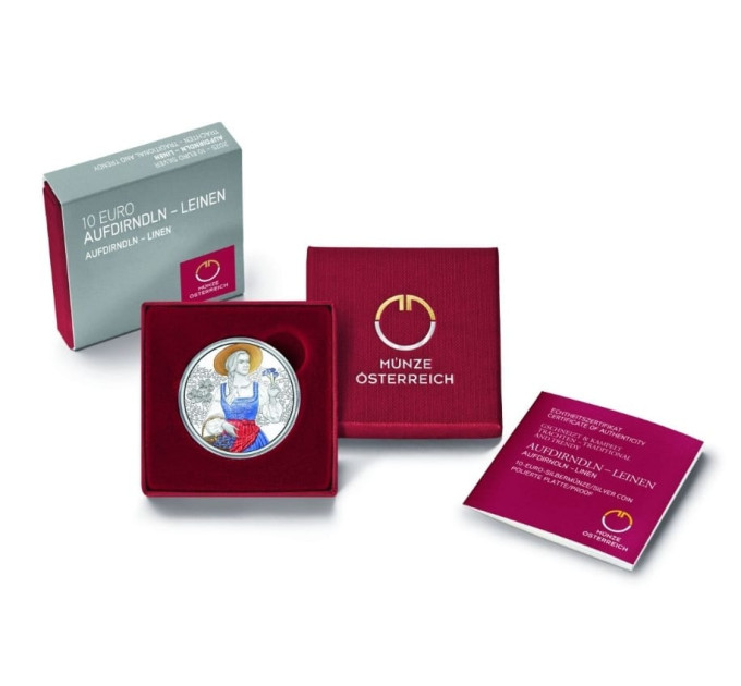 Austria 10 euros Moneda de plata Proof 2025 - Falda dirndln – Lino por 59.90 € ✅