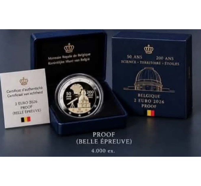 Belgium 2 euro proof 2026 - The National Geographic Institute (NGI) for 29.00 € ✅