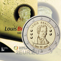 Bélgica 2 euros BU 2009 - Louis Braille