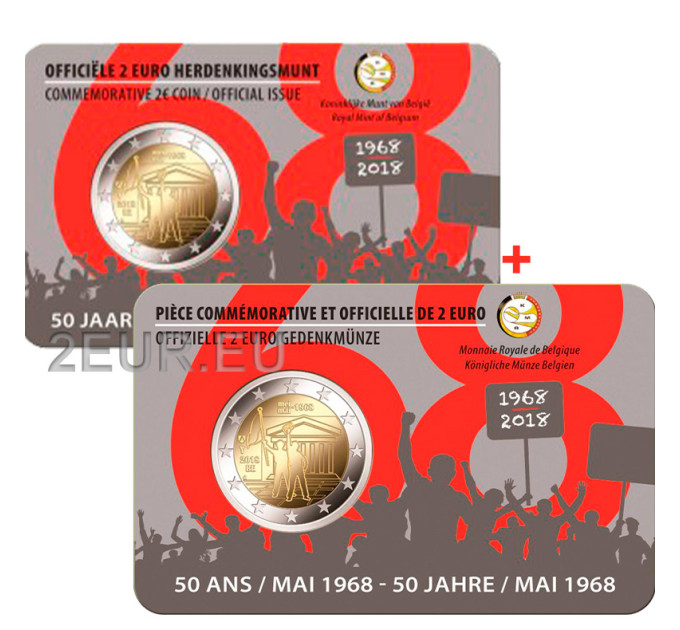 Belgium 2 euro BU 2018 - 50th Anniversary of May 1968 Events in Belgium - Student Revolt - NL+FR for 30.00 € ✅