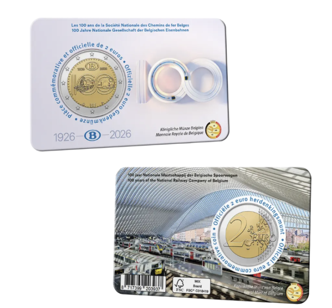 Belgium 2 euro BU 2026 - 100 years of NMBS - FR + NL for 19.00 € ✅