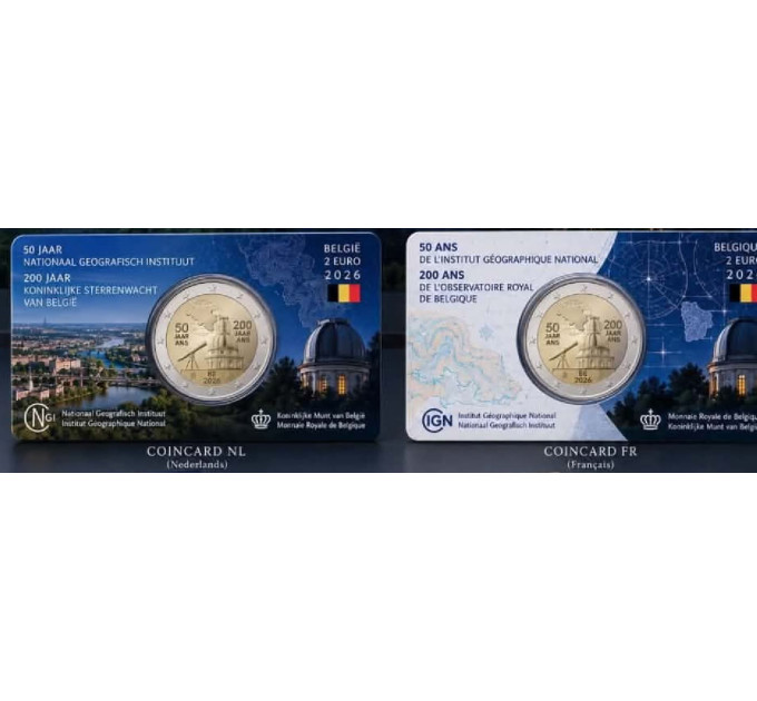 Belgium 2 euro BU 2026 - The National Geographic Institute (NGI) - FR + NL for 19.00 € ✅
