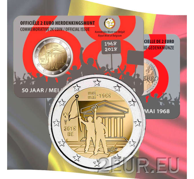 Bélgica 2 euros BU 2018 - 50 Aniversario de Mayo de 1968 Eventos en Bélgica - Revuelta Estudiantil - NL por 15.50 € ✅