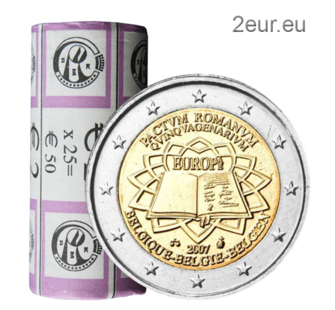 BÉLGICA 2 ROLLO DE EUROS 2007 - TRATADO DE ROMA por 110.00 € ✅