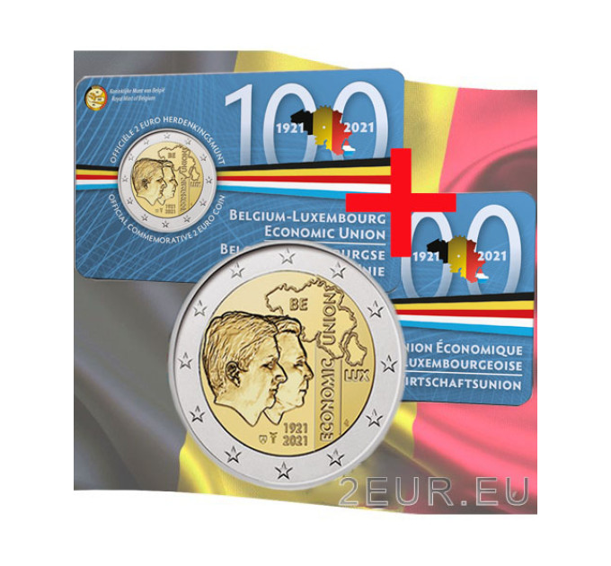 Belgium 2 euro BU 2021 - 100th anniversary of the Belgium - Luxembourg Economic Union (BLEU) - NL+FR for 25.00 € ✅