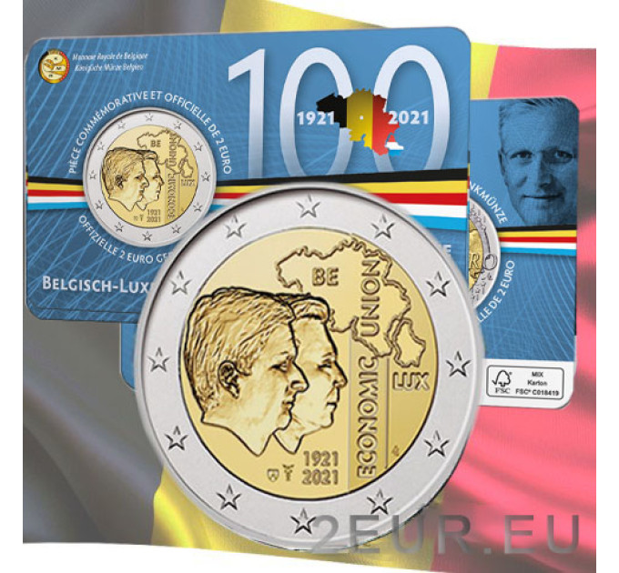 Belgium 2 euro BU 2021 - 100th anniversary of the Belgium - Luxembourg Economic Union (BLEU) - FR for 13.00 € ✅