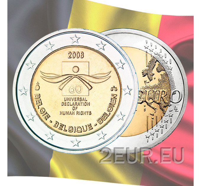 Bélgica 2 euro UNC 2008 - 60º aniversario de la promulgación de los derechos humanos por 5.50 € ✅