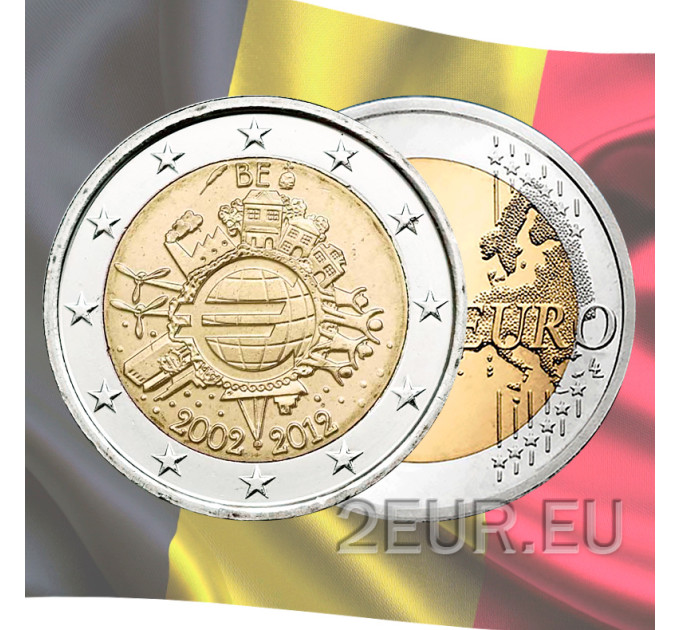Bélgica 2 euro UNC 2012 - 10 años de efectivo en euros por 4.70 € ✅