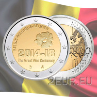 Bélgica 2 euro UNC 2014 - 100 años desde el comienzo de la Primera Guerra Mundial