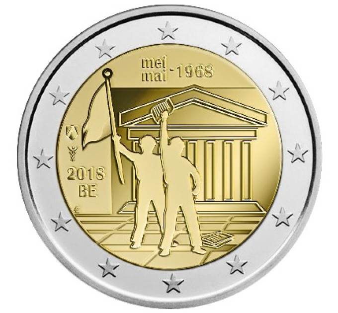 Belgium 2 euro UNC 2018 - 50th Anniversary of May 1968 Events in Belgium - Student Revolt for 14.50 € ✅