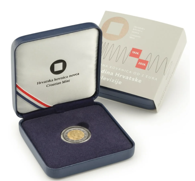 Croatia 2 euro PROOF 2026 - 100 Years of the Croatian Radio and Television for 45.00 € ✅