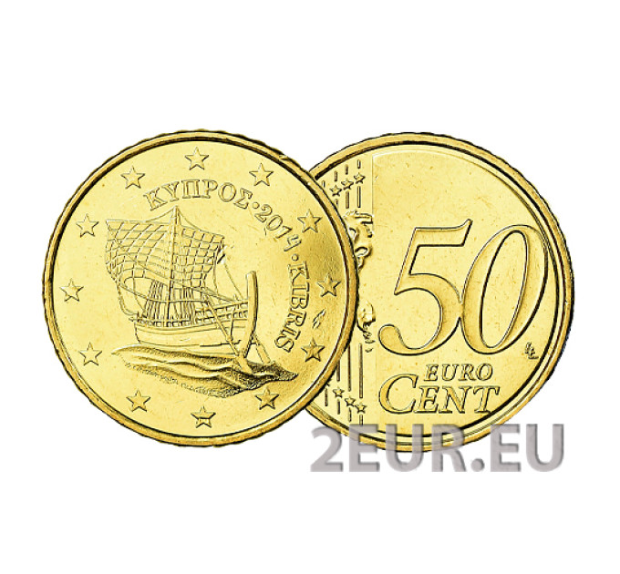 Cyprus 50 cent UNC 2014 for 1.50 € ✅