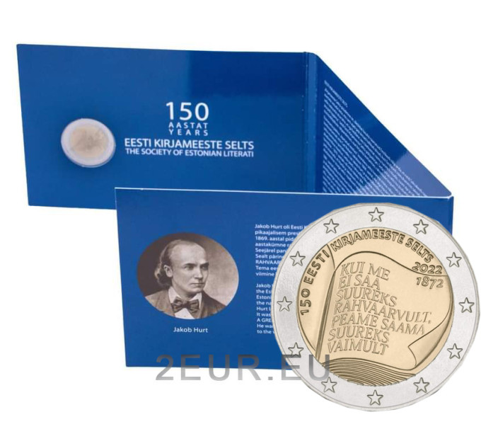 Estonia 2 euro BU 2022 - 150th anniversary of the Society of Estonian Literati for 14.50 € ✅