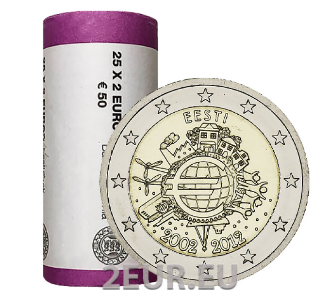 ESTONIA 2 ROLLO DE EUROS 2012 - DIEZ AÑOS DE EURO por 110.00 € ✅