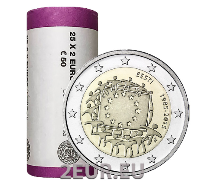 ESTONIA 2 ROLLO DE EUROS 2015 - 30º Aniversario de la Bandera de la UE por 110.00 € ✅