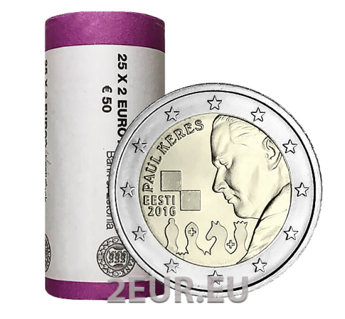 ESTONIA 2 EURO ROLL 2016 - 100 Years since the Birth of Paul Keres for 130.00 € ✅