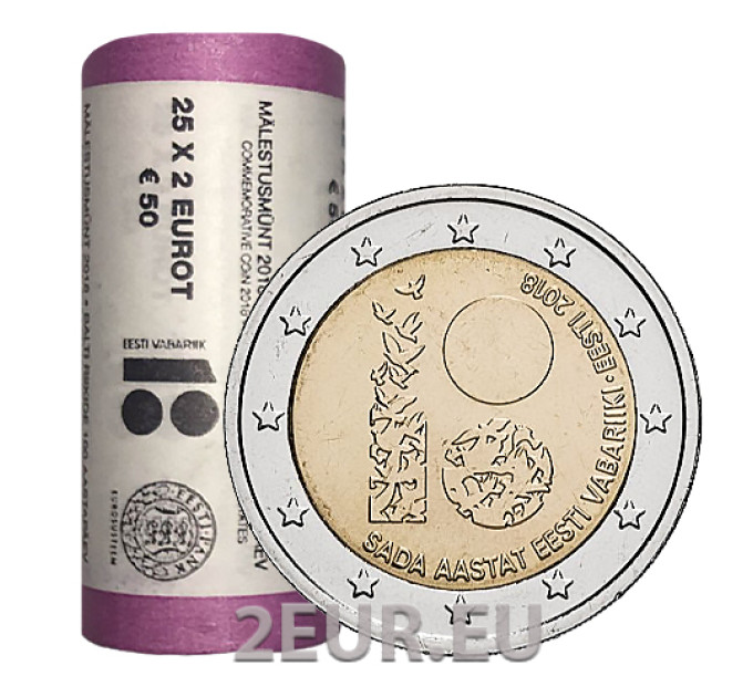 ESTONIA 2 ROLLO DE EUROS 2018 - 100 años República de Estonia por 85.00 € ✅