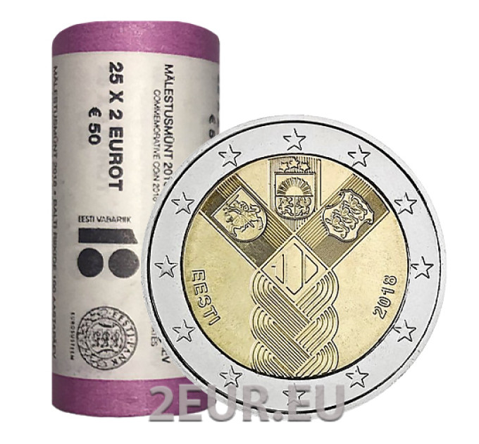 ESTONIA 2 EURO ROLL 2018 - Baltic States - 100 Years of Independence for 95.00 € ✅
