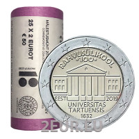 ESTONIA 2 ROLLO DE EUROS 2019 - Centenario de la Universidad de Lengua Estonia de Tartu