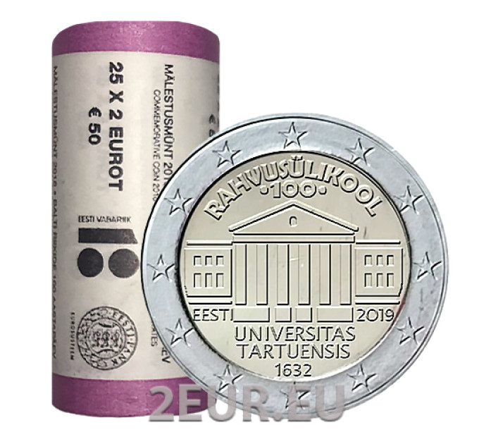 ESTONIA 2 ROLLO DE EUROS 2019 - Centenario de la Universidad de Lengua Estonia de Tartu por 70.00 € ✅