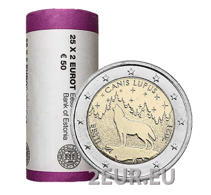 ESTONIA 2 ROLLO DE EUROS 2021 - animal nacional - lobo por 75.00 € ✅