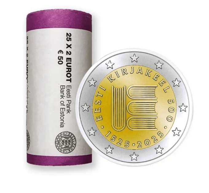 ESTONIA 2 ROLLO DE EUROS 2025 - 500 años de lengua escrita estonia por 57.00 € ✅