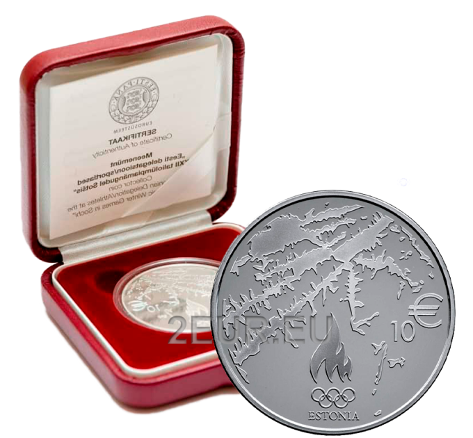 Estonia 10 euro silver coin Proof 2014 - XXII Olympic Winter Games - Sochi for 105.00 € ✅