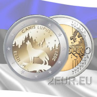 Estonia 2 euro UNC 2021/2 - animal nacional - lobo
