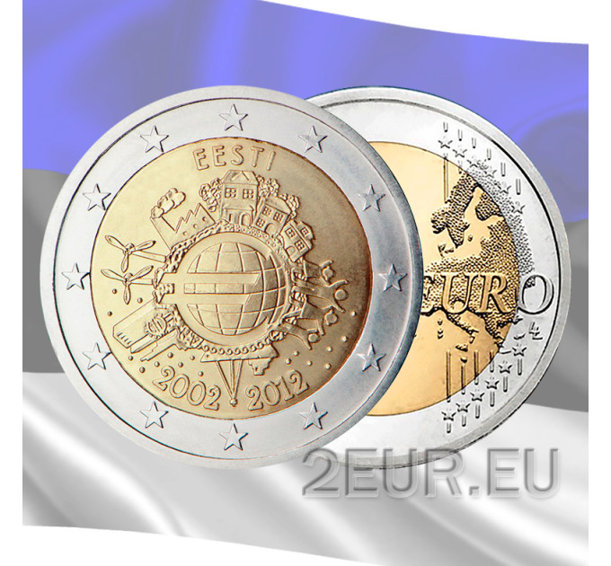 Estonia 2 euro UNC 2012 - 10 Años de Euro Cash por 5.50 € ✅