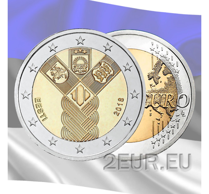 Estonia 2 euro UNC 2018 - Baltic States - 100 Years of Independence for 6.00 € ✅