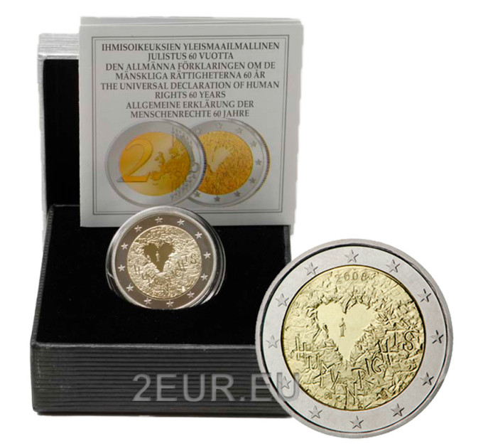 Finlandia 2 euros proof 2008 - 60 Años Promulgación de los Derechos Humanos por 130.00 € ✅
