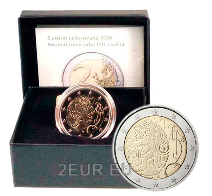 Finlandia 2 euros proof 2010 - 150 años Moneda finlandesa por 45.00 € ✅