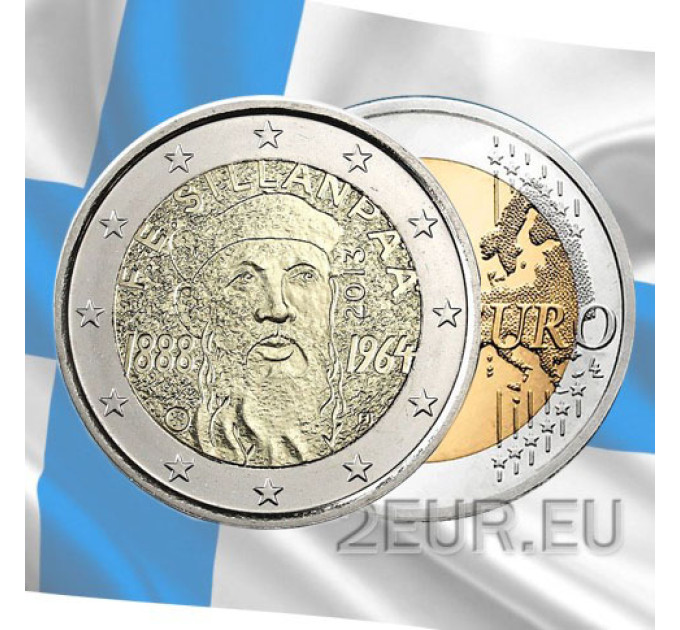Finlandia 2 euros UNC 2013 - 125 Aniversario del Nacimiento de Frans Eemil Sillanpää por 4.95 € ✅
